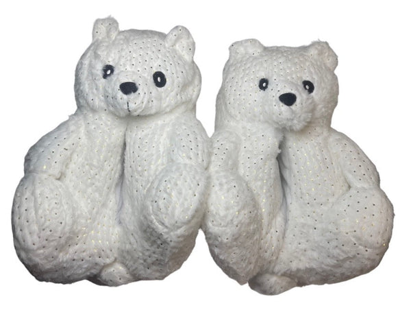 White & Gold Dots Teddy Slippers - CaribeHeart Teddy